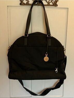Lo & Sons “The O.G.” Medium Travel Tote in Black / Gold / Camel